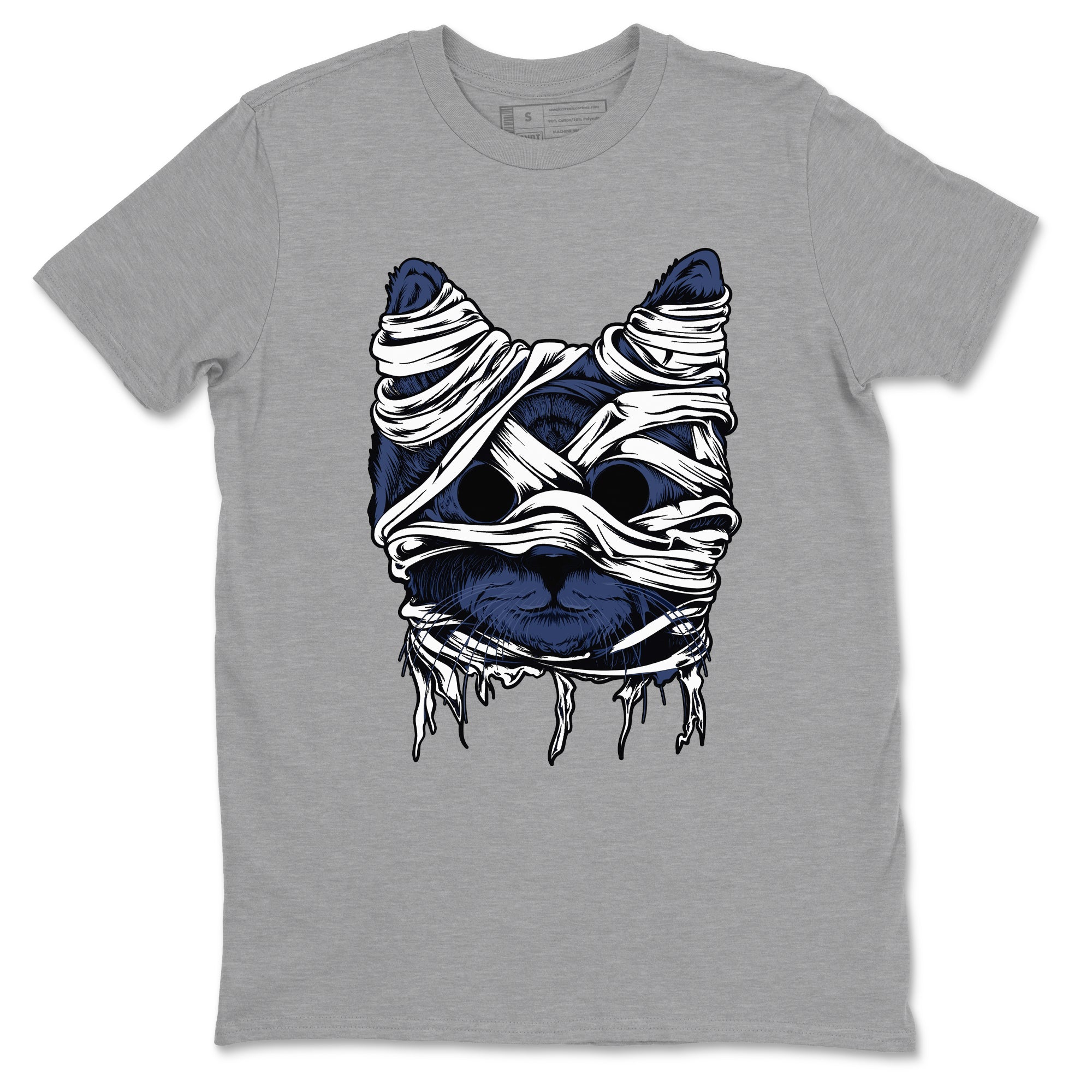 1s Midnight Navy shirts to match jordans Cat Mummy unique Halloween sneaker tee Air Jordan 1 Midnight Navy match shoes to clothes SNRT Sneaker Tees unisex cotton Heather Grey 2 shirts
