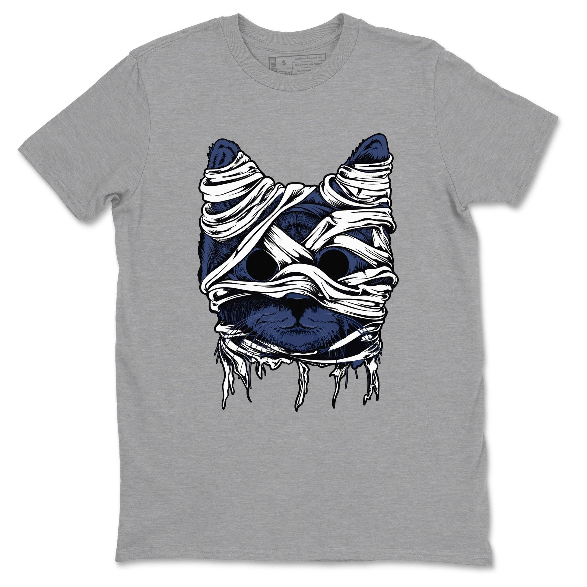 1s Midnight Navy shirts to match jordans Cat Mummy unique Halloween sneaker tee Air Jordan 1 Midnight Navy match shoes to clothes SNRT Sneaker Tees unisex cotton Heather Grey 2 shirts