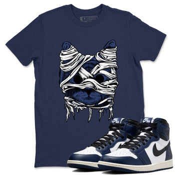 1s Midnight Navy shirts to match jordans Cat Mummy unique Halloween sneaker tee Air Jordan 1 Midnight Navy match shoes to clothes SNRT Sneaker Tees unisex cotton Navy 1 shirts