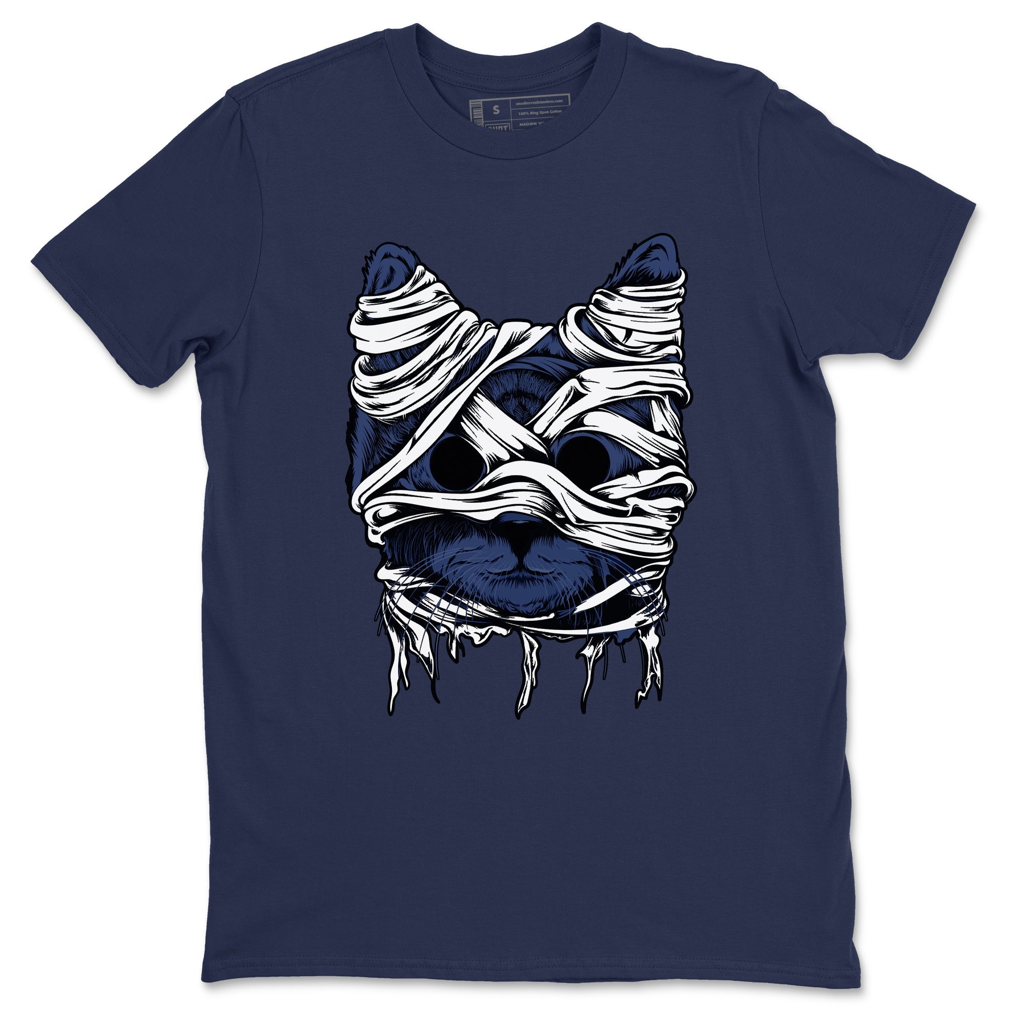 1s Midnight Navy shirts to match jordans Cat Mummy unique Halloween sneaker tee Air Jordan 1 Midnight Navy match shoes to clothes SNRT Sneaker Tees unisex cotton Navy 2 shirts