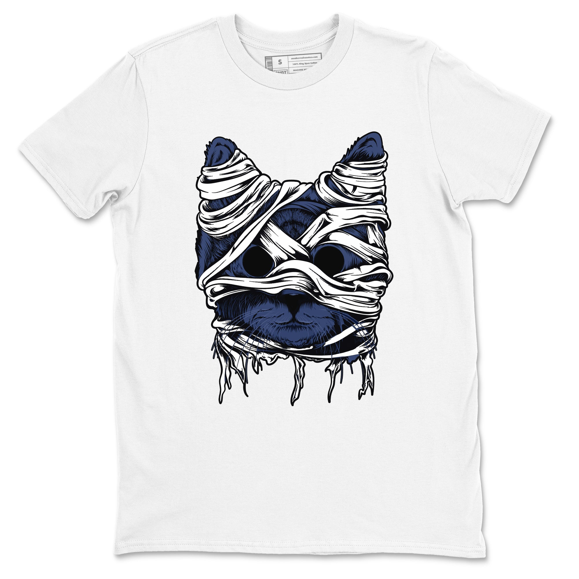1s Midnight Navy shirts to match jordans Cat Mummy unique Halloween sneaker tee Air Jordan 1 Midnight Navy match shoes to clothes SNRT Sneaker Tees unisex cotton White 2 shirts