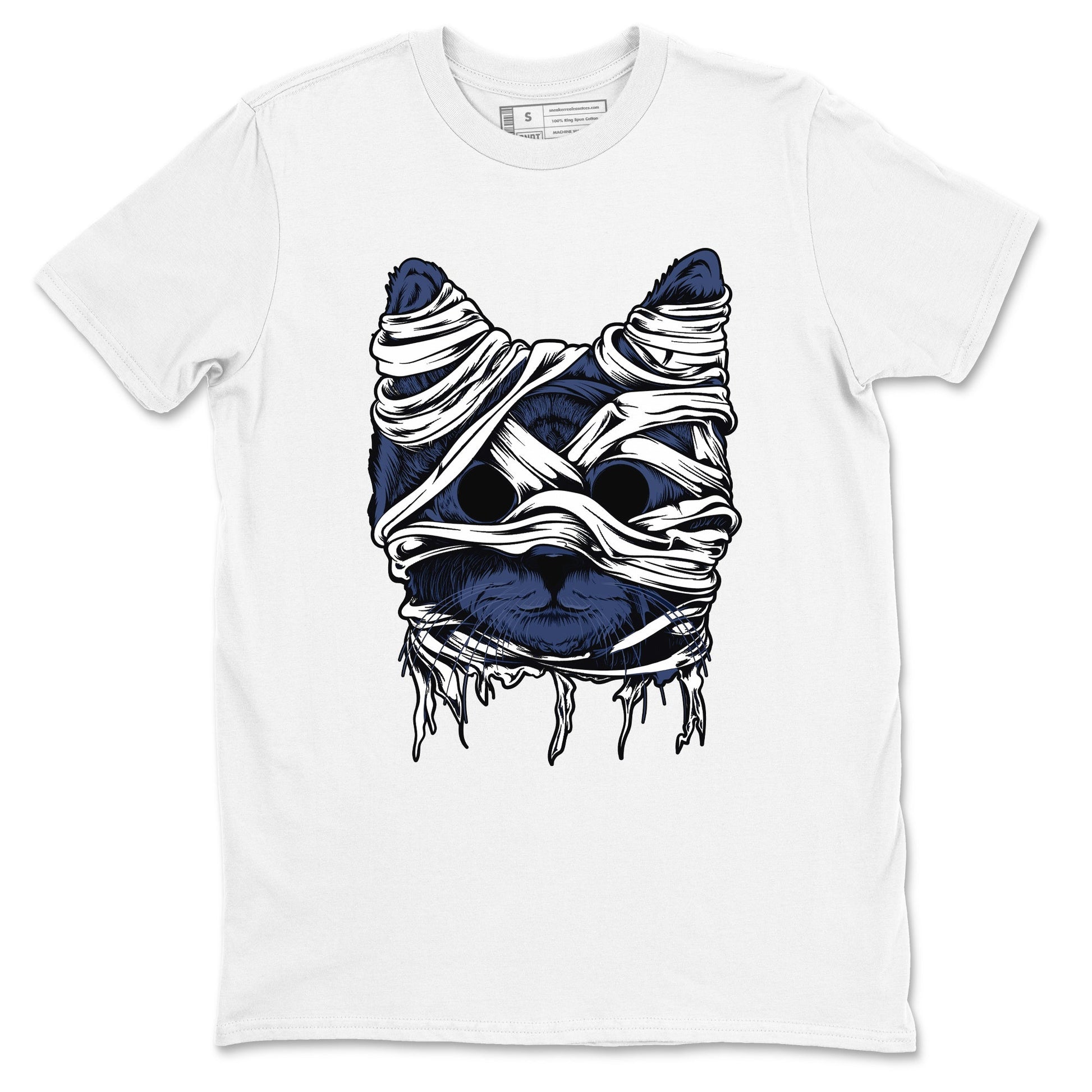 1s Midnight Navy shirts to match jordans Cat Mummy unique Halloween sneaker tee Air Jordan 1 Midnight Navy match shoes to clothes SNRT Sneaker Tees unisex cotton White 2 shirts