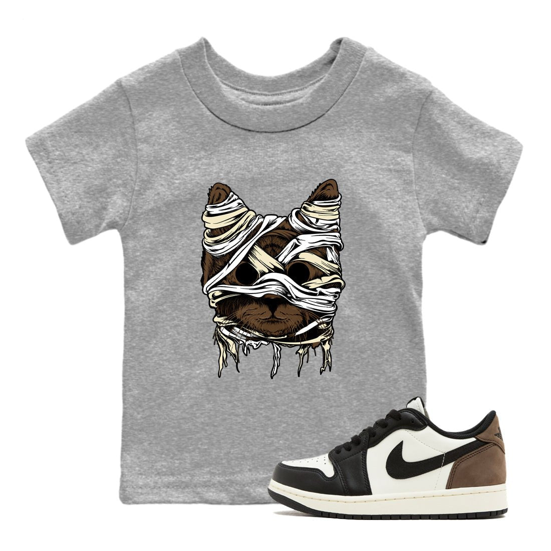 1s Mocha shirts to match jordans Cat Mummy unique Halloween sneaker tee Air Jordan 1 Mocha match shoes to clothes SNRT Sneaker Tees Youth Baby Heather Grey 1 tee