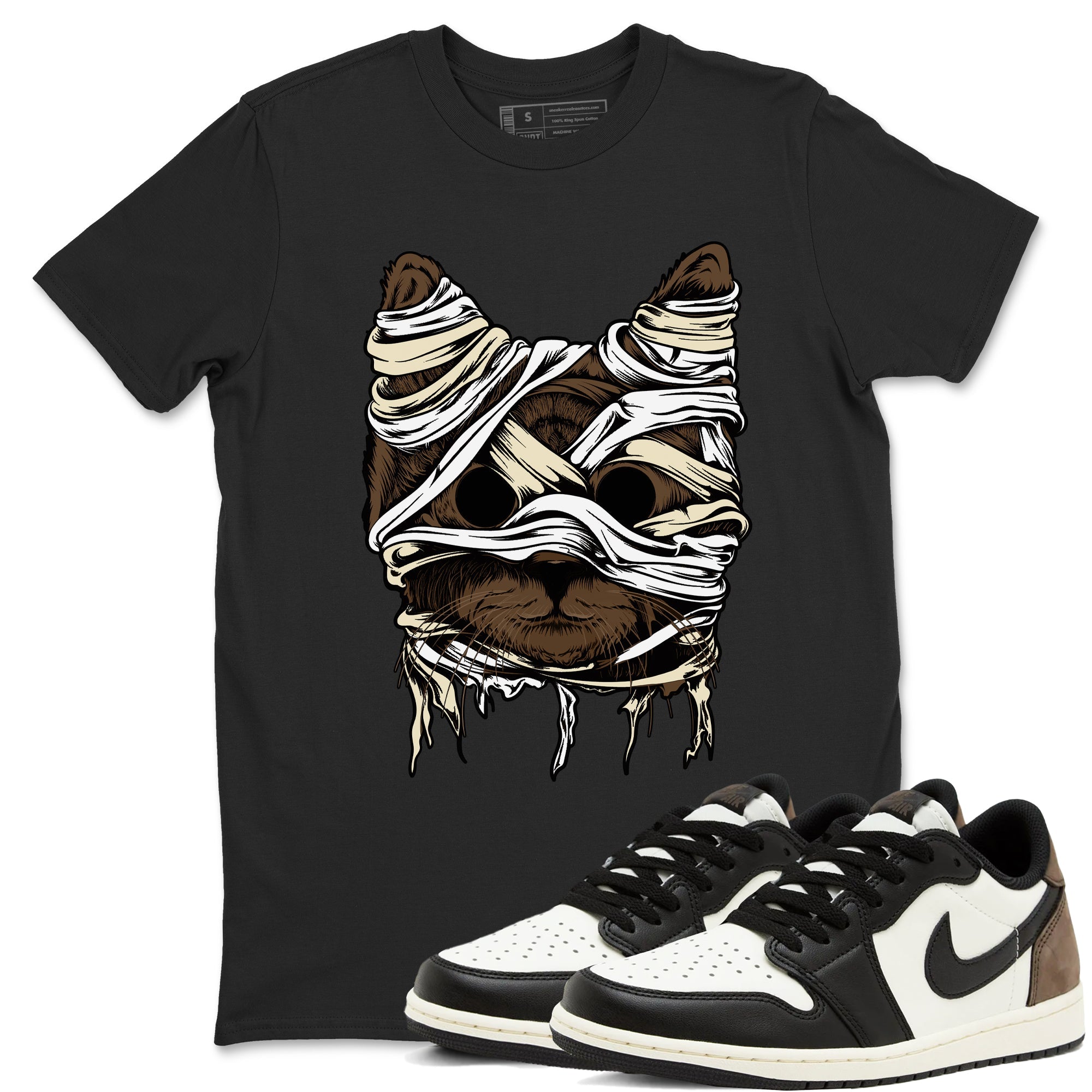 1s Mocha shirts to match jordans Cat Mummy unique Halloween sneaker tee Air Jordan 1 Mocha match shoes to clothes SNRT Sneaker Tees unisex cotton Black 1 shirts