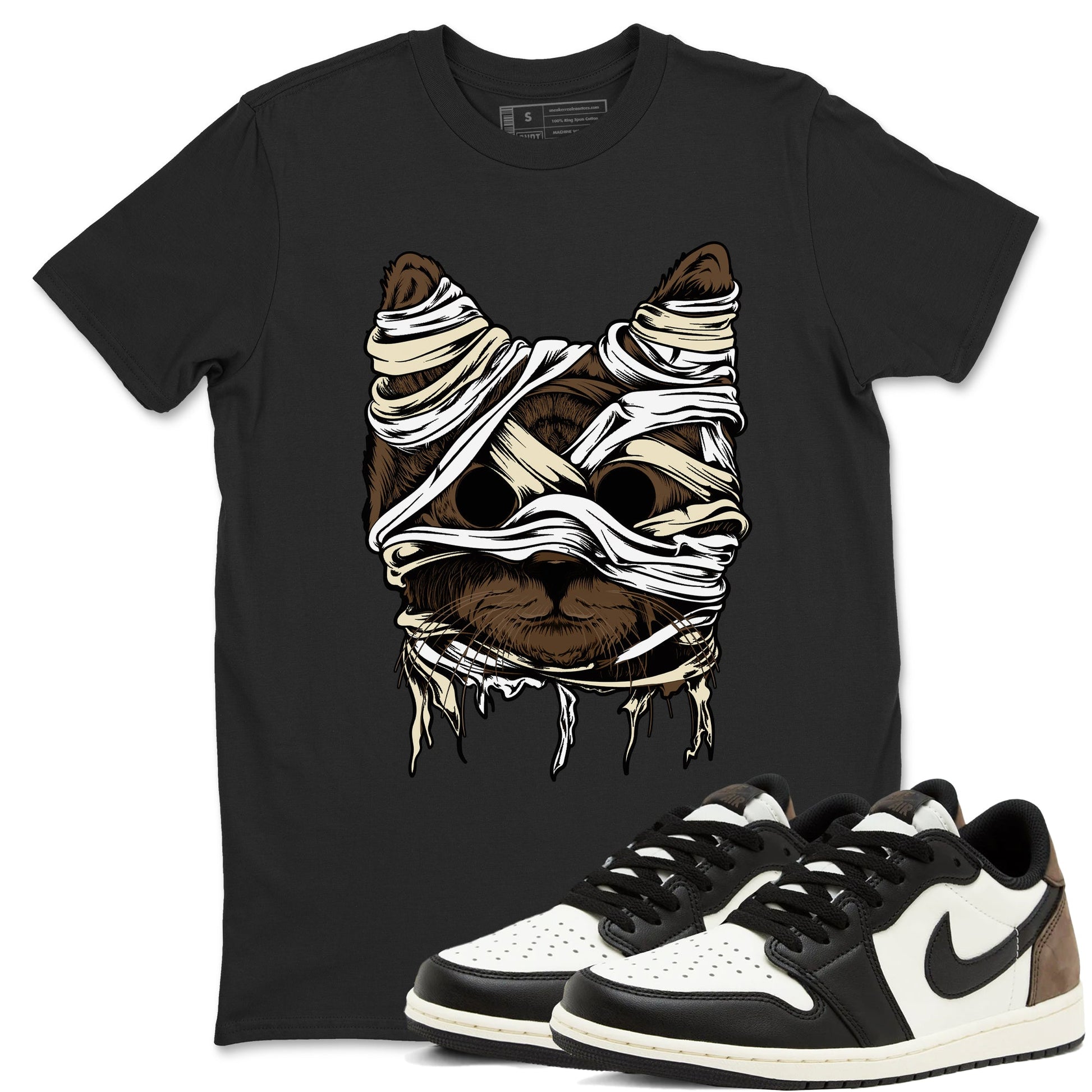 1s Mocha shirts to match jordans Cat Mummy unique Halloween sneaker tee Air Jordan 1 Mocha match shoes to clothes SNRT Sneaker Tees unisex cotton Black 1 shirts