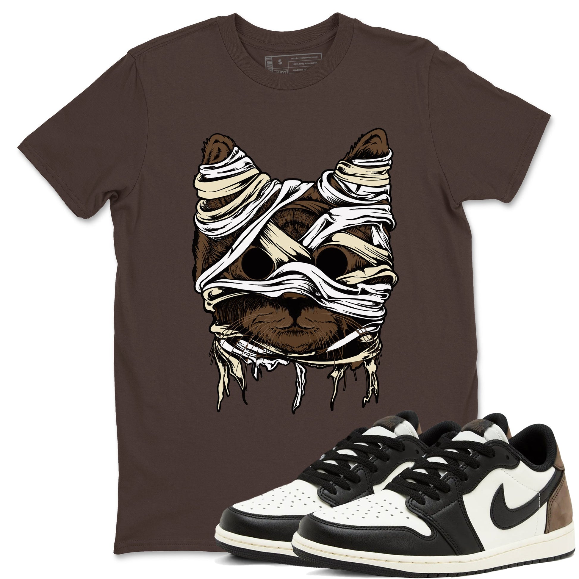 1s Mocha shirts to match jordans Cat Mummy unique Halloween sneaker tee Air Jordan 1 Mocha match shoes to clothes SNRT Sneaker Tees unisex cotton Dark Chocolate 1 shirts