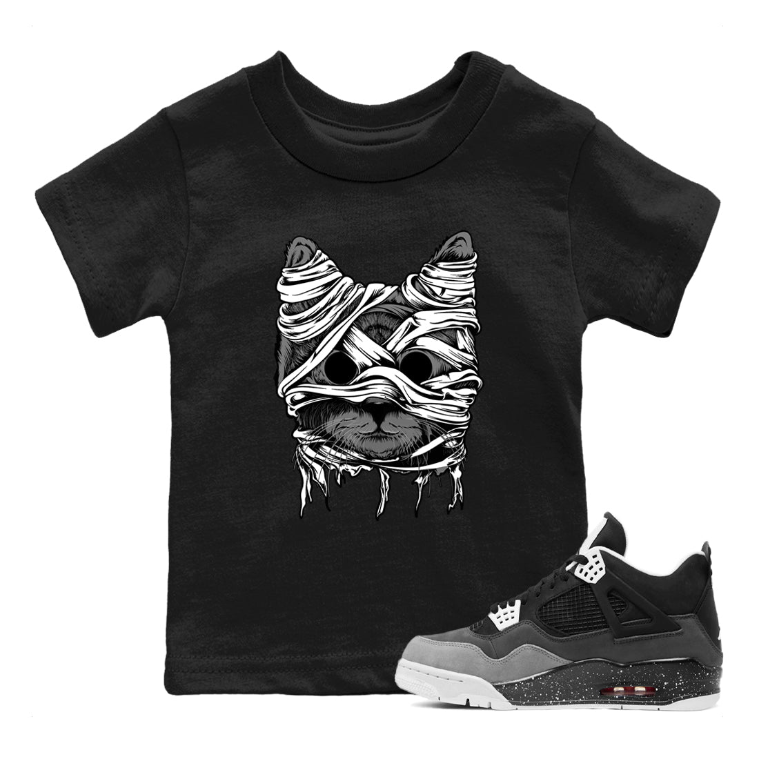 4s Fear shirts to match jordans Cat Mummy unique Halloween sneaker tee Air Jordan 4 Fear match shoes to clothes SNRT Sneaker Tees Youth Baby Black 1 tee