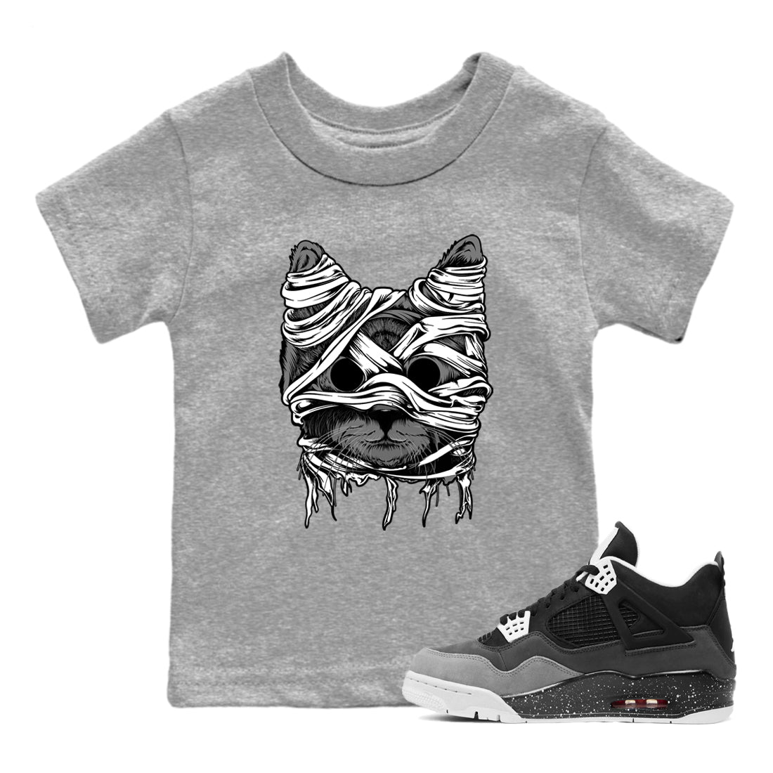 4s Fear shirts to match jordans Cat Mummy unique Halloween sneaker tee Air Jordan 4 Fear match shoes to clothes SNRT Sneaker Tees Youth Baby Heather Grey 1 tee