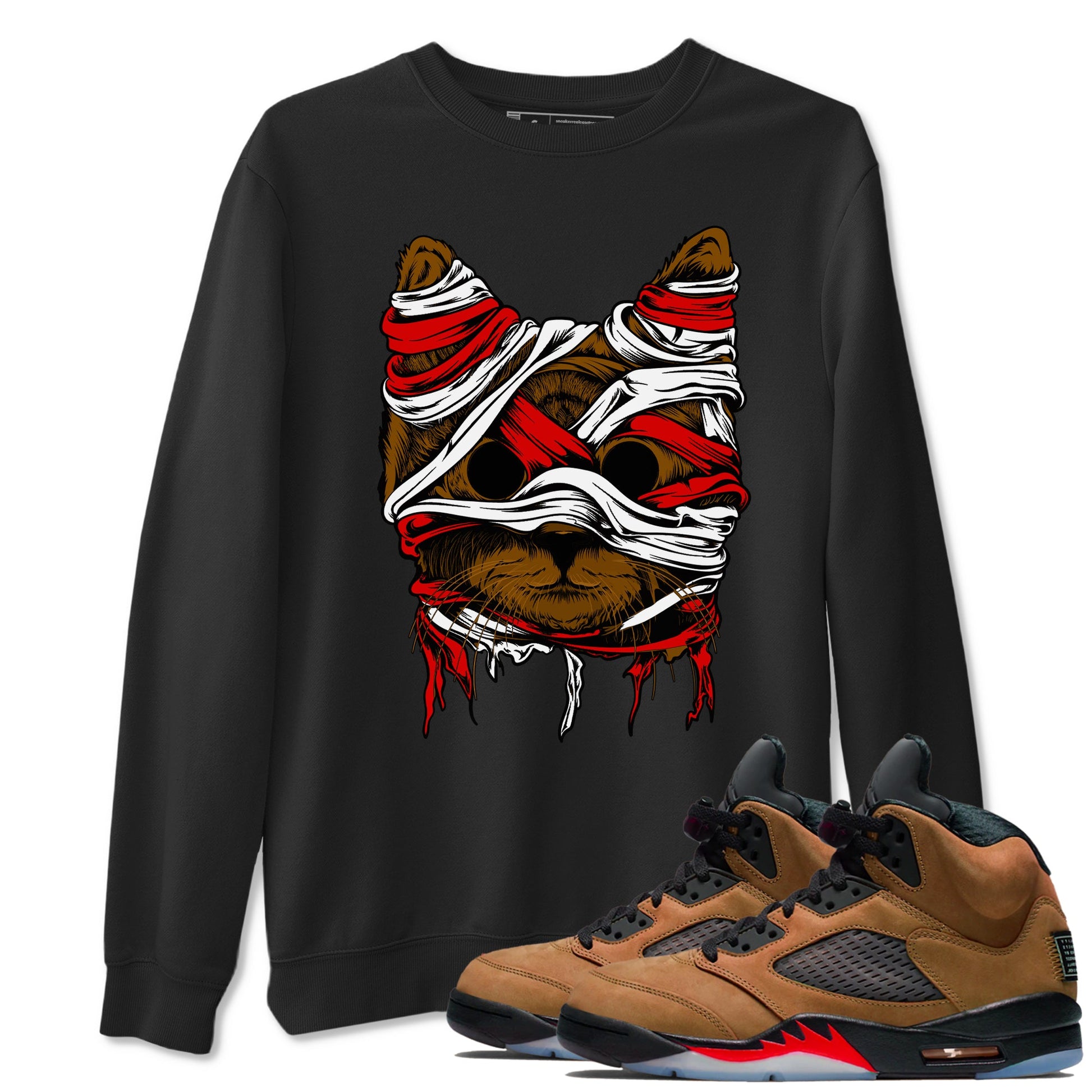 5s Archaeo Brown shirts to match jordans Cat Mummy unique Halloween sneaker tee Air Jordan 5 Archaeo Brown match shoes to clothes SNRT Sneaker Tees unisex cotton Black 1 shirts