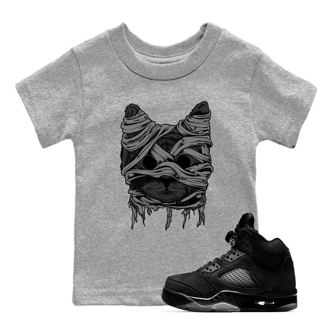 5s Black Cat shirts to match jordans Cat Mummy unique Halloween sneaker tee Air Jordan 5 Black Cat match shoes to clothes SNRT Sneaker Tees Youth Baby Heather Grey 1 tee