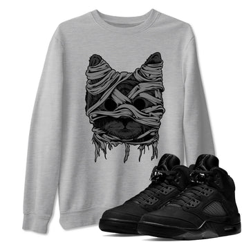 5s Black Cat shirts to match jordans Cat Mummy unique Halloween sneaker tee Air Jordan 5 Black Cat match shoes to clothes SNRT Sneaker Tees unisex cotton Heather Grey 1 shirts
