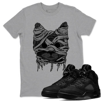 5s Black Cat shirts to match jordans Cat Mummy unique Halloween sneaker tee Air Jordan 5 Black Cat match shoes to clothes SNRT Sneaker Tees unisex cotton Heather Grey 1 shirts