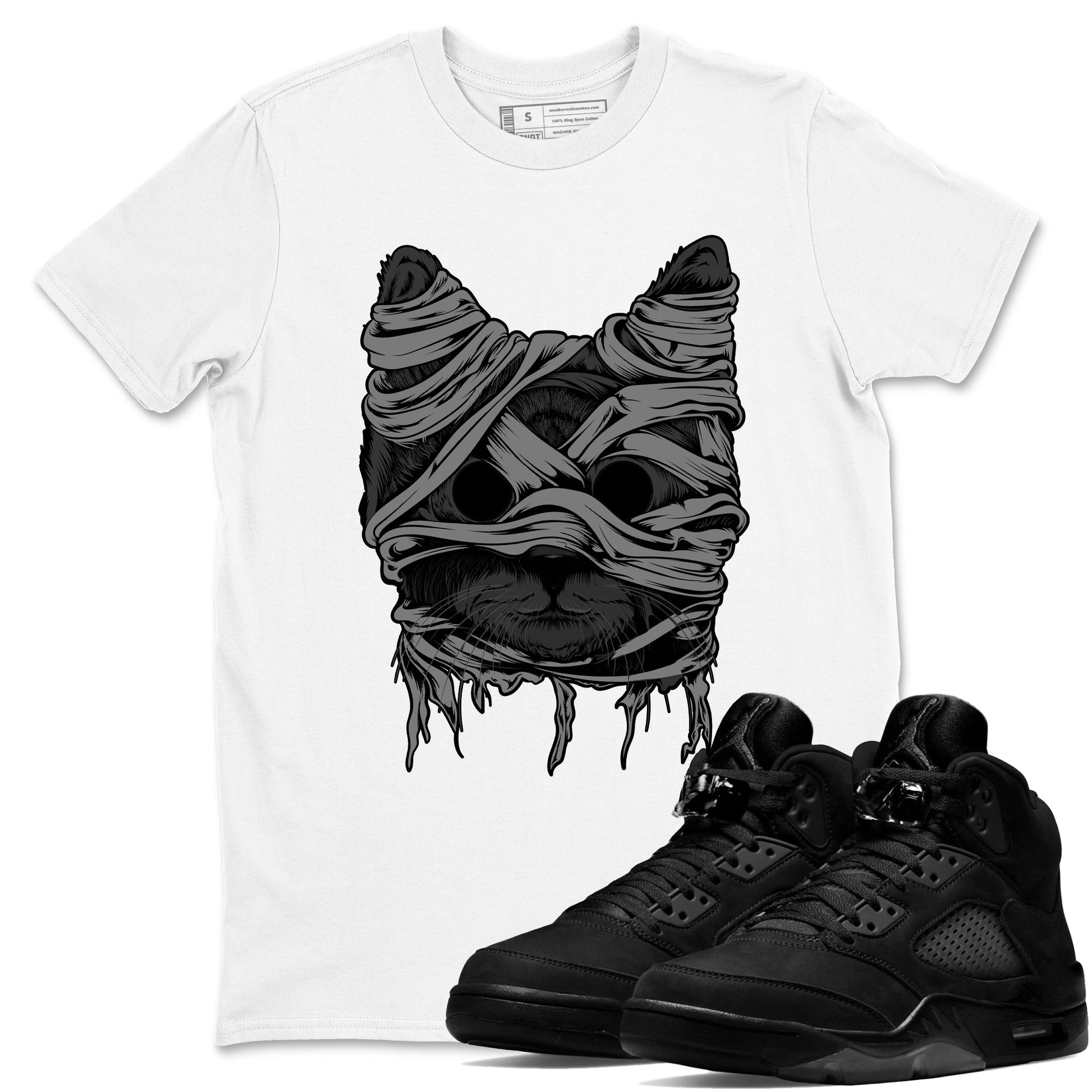 5s Black Cat shirts to match jordans Cat Mummy unique Halloween sneaker tee Air Jordan 5 Black Cat match shoes to clothes SNRT Sneaker Tees unisex cotton White 1 shirts