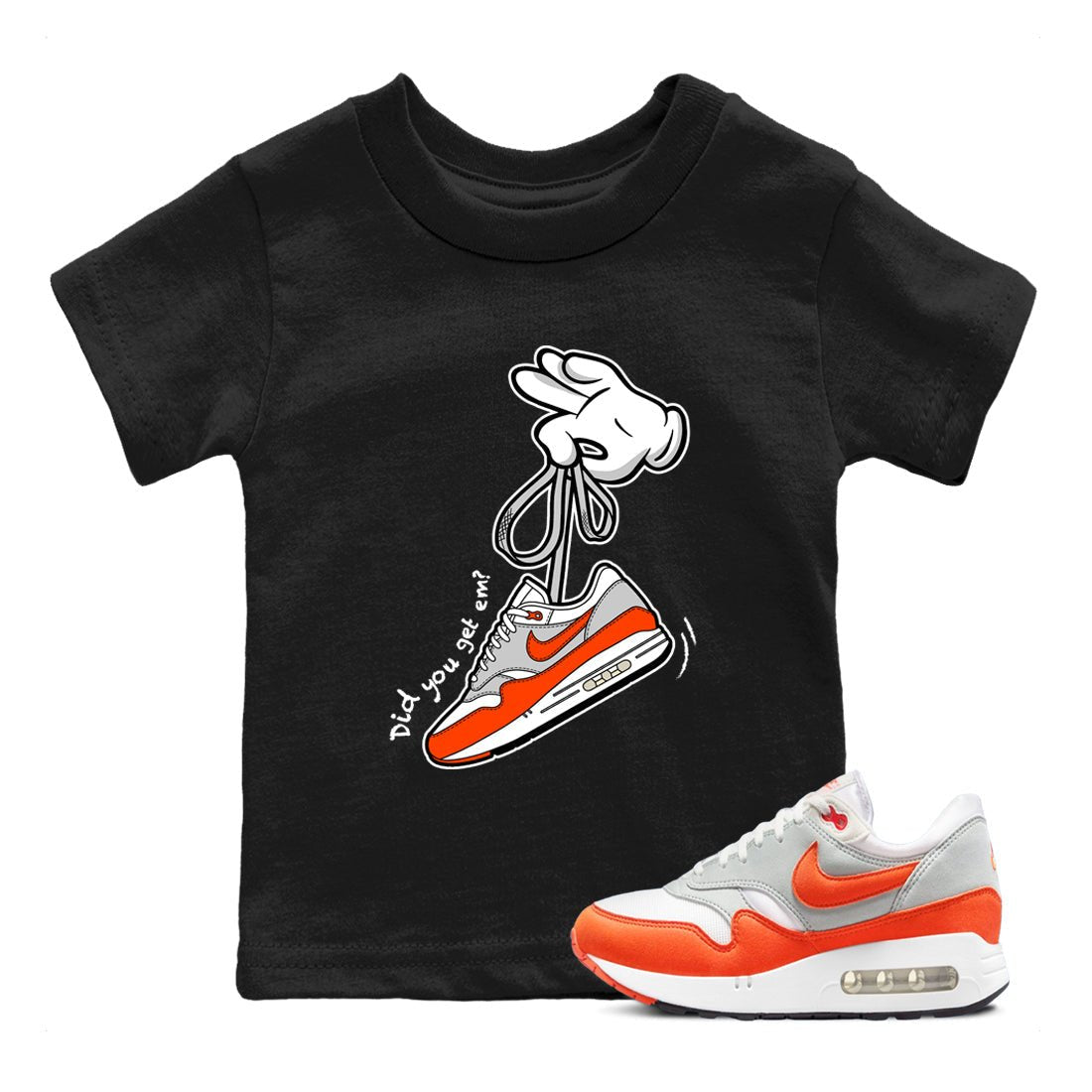 Air Max 1 OG '86 'Summit White and Cosmic Clay shirts to match jordans Catoon Hands sneaker match tees Air Max 1 Cosmic Clay match shoes to clothes SNRT Sneaker Tees Youth Baby Black 1 tee