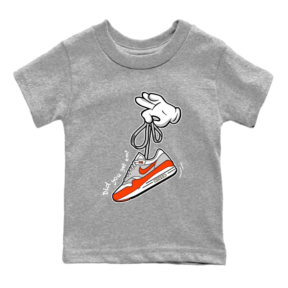 Air Max 1 OG '86 'Summit White and Cosmic Clay shirts to match jordans Catoon Hands sneaker match tees Air Max 1 Cosmic Clay match shoes to clothes SNRT Sneaker Tees Youth Baby Heather Grey 2 tee