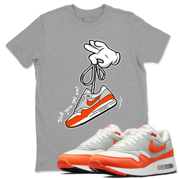 Air Max 1 OG '86 'Summit White and Cosmic Clay shirts to match jordans Catoon Hands sneaker match tees Air Max 1 Cosmic Clay match shoes to clothes SNRT Sneaker Tees unisex cotton Heather Grey 1 shirts