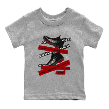 Sneaker Threads – Sneaker Threads To Match Air Foamposite Cough Drop Shoes – Caution Tape Kids T-Shirt Heather Grey 2