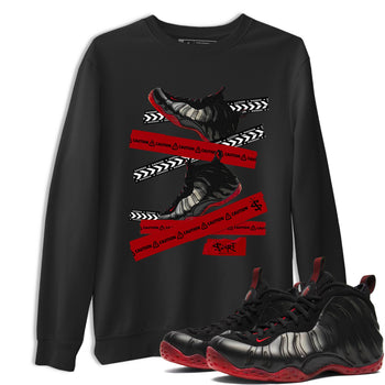 Sneaker Threads – Sneaker Threads To Match Air Foamposite Cough Drop Shoes – Caution Tape Tee Black 1
