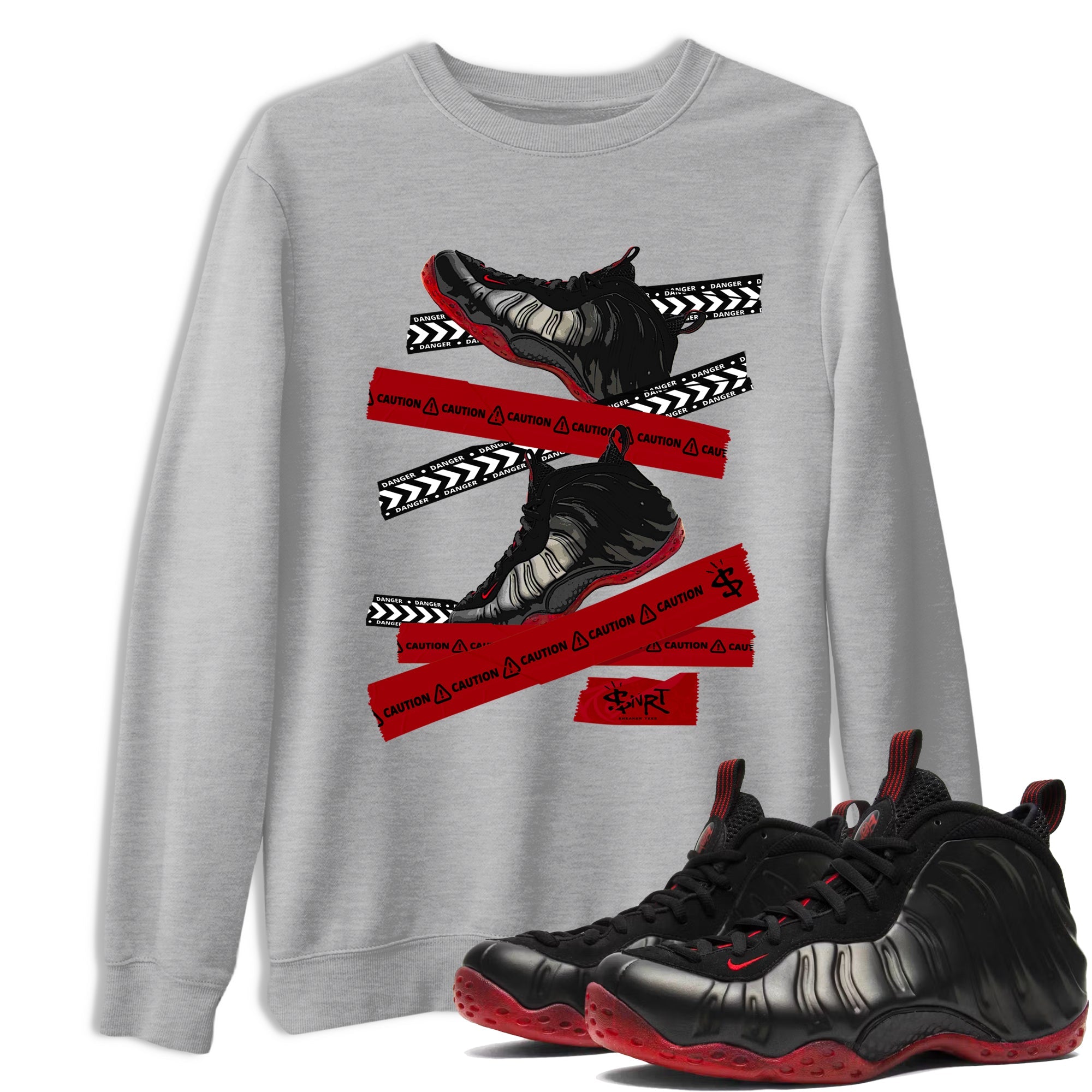 Sneaker Threads – Sneaker Threads To Match Air Foamposite Cough Drop Shoes – Caution Tape Tee Heather Grey 1