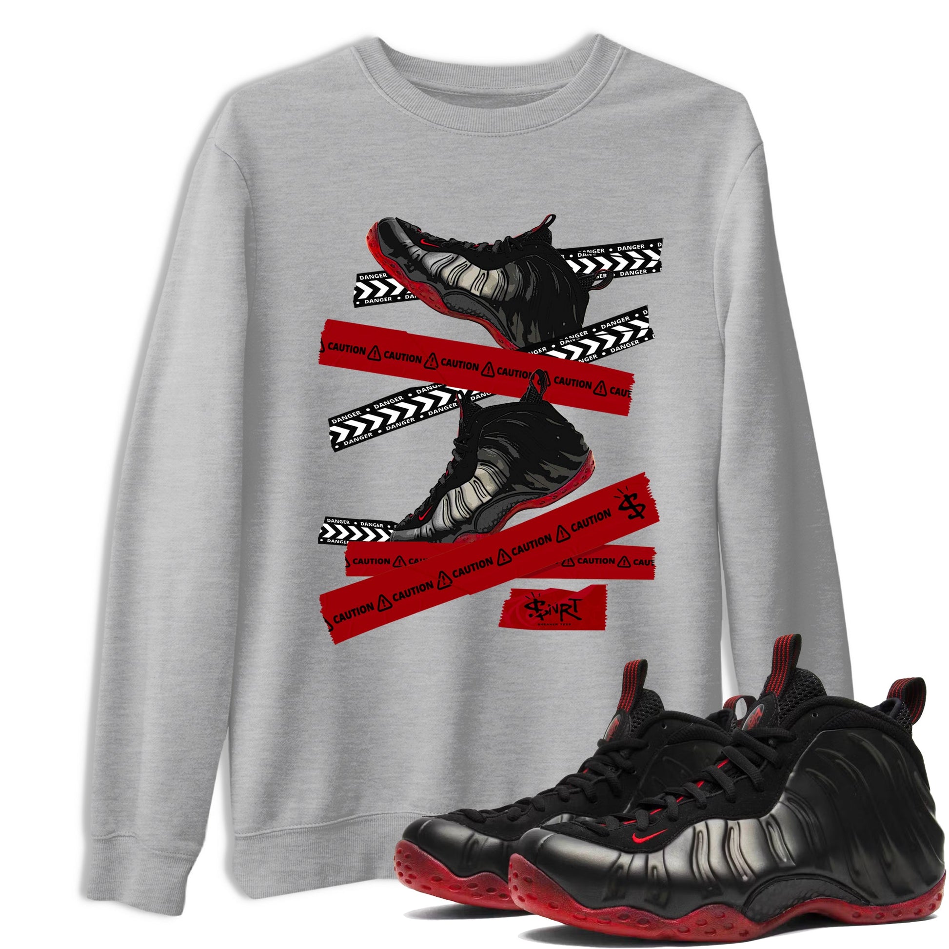 Sneaker Threads – Sneaker Threads To Match Air Foamposite Cough Drop Shoes – Caution Tape Tee Heather Grey 1