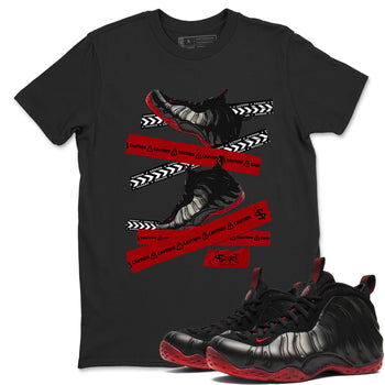 Sneaker Threads – Sneaker Threads To Match Air Foamposite Cough Drop Shoes – Caution Tape Tee Black 1