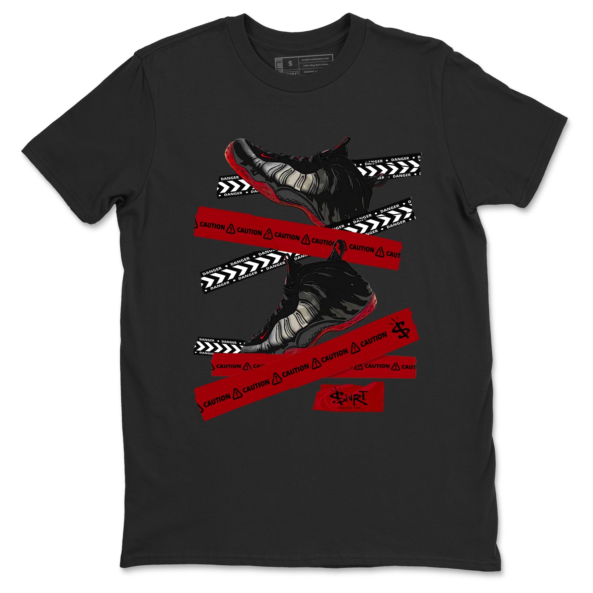 Sneaker Threads – Sneaker Threads To Match Air Foamposite Cough Drop Shoes – Caution Tape Tee Black 2