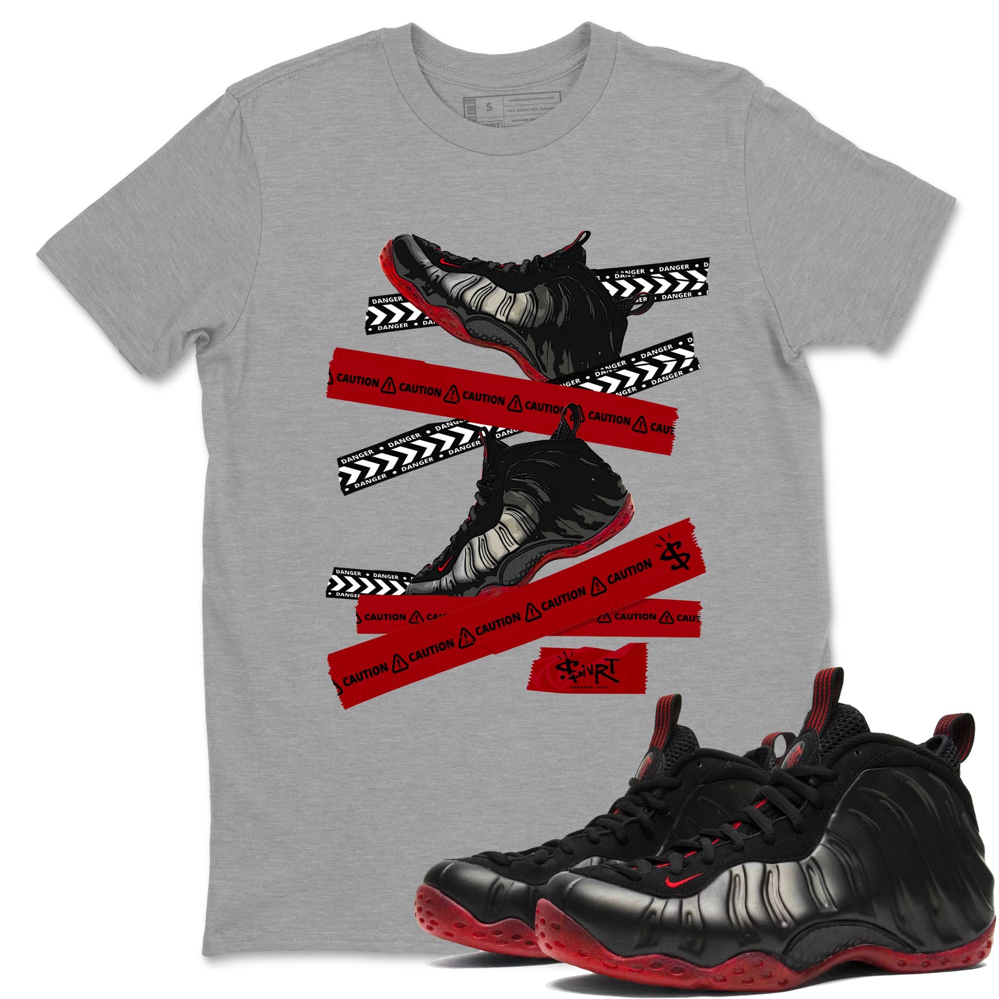 Sneaker Threads – Sneaker Threads To Match Air Foamposite Cough Drop Shoes – Caution Tape Tee Heather Grey 1