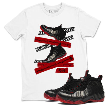 Sneaker Threads – Sneaker Threads To Match Air Foamposite Cough Drop Shoes – Caution Tape Tee White 1
