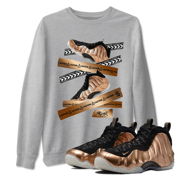 Foams One Metallic Copper shirts to match jordans Caution Tape sneaker match tees Air Foamposite One Metallic Copper match shoes to clothes SNRT Sneaker Tees unisex cotton Heather Grey 1 shirts