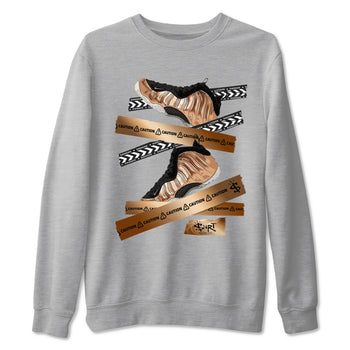 Foams One Metallic Copper shirts to match jordans Caution Tape sneaker match tees Air Foamposite One Metallic Copper match shoes to clothes SNRT Sneaker Tees unisex cotton Heather Grey 2 shirts