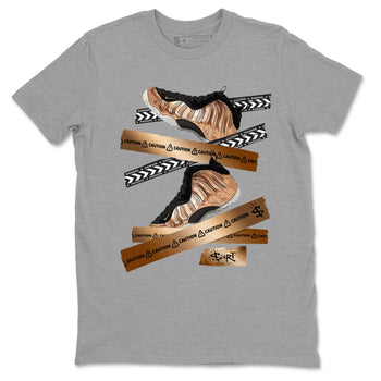 Foams One Metallic Copper shirts to match jordans Caution Tape sneaker match tees Air Foamposite One Metallic Copper match shoes to clothes SNRT Sneaker Tees unisex cotton Heather Grey 2 shirts