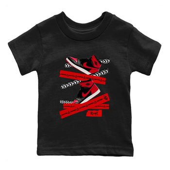 1s '85 Bred shirts to match jordans Caution Tape best t shirts to wear with jordans Air Jordan 1 Retro HIgh OG '85 Bred match shoes to clothes SNRT Sneaker Tees Youth Baby Black 2 tee