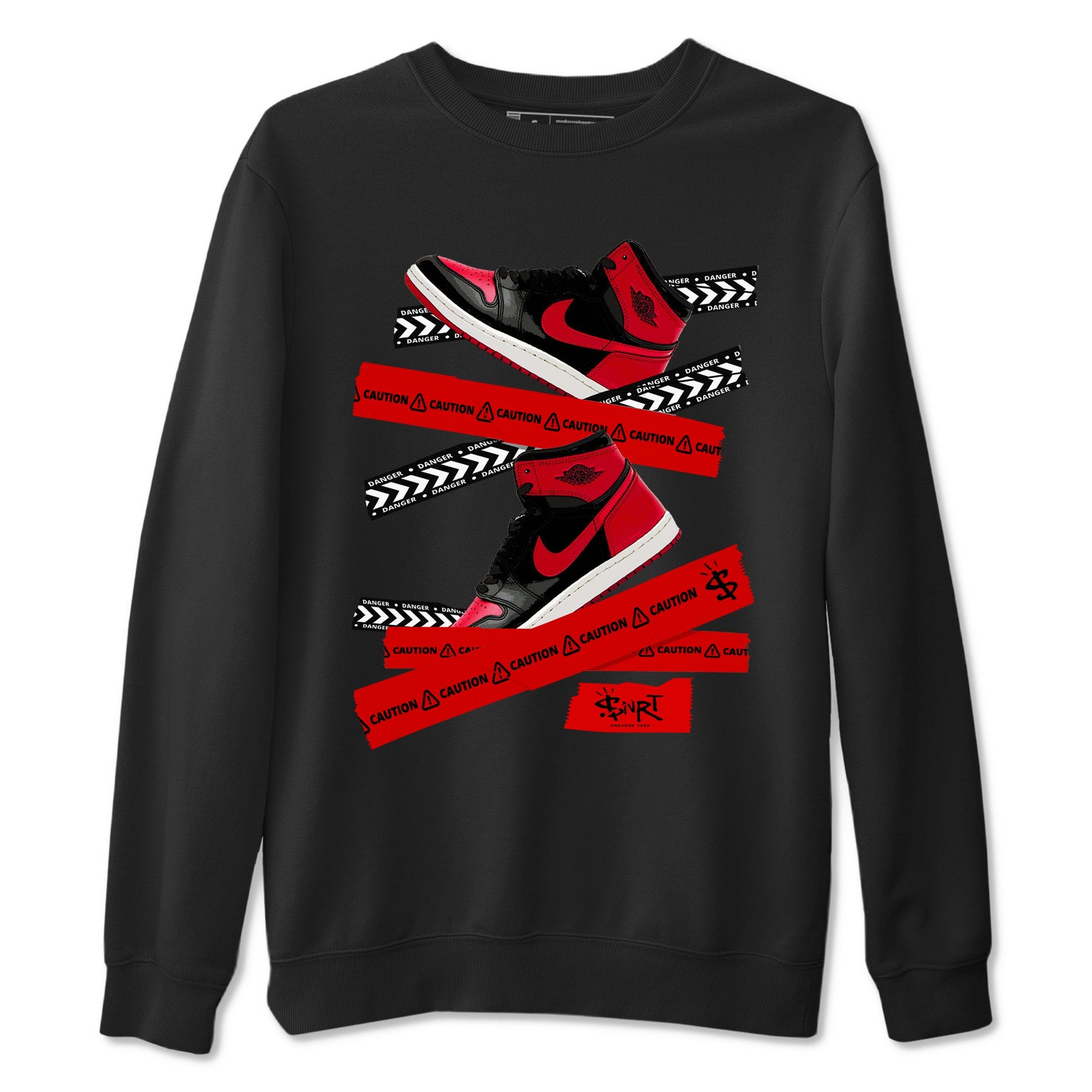 1s '85 Bred shirts to match jordans Caution Tape best t shirts to wear with jordans Air Jordan 1 Retro HIgh OG '85 Bred match shoes to clothes SNRT Sneaker Tees unisex cotton Black 2 shirts