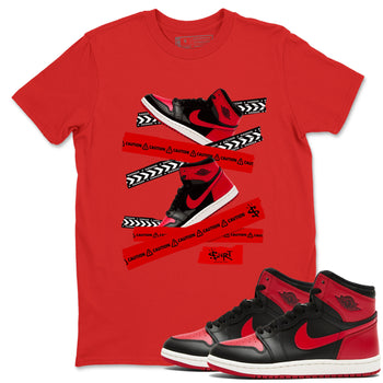 1s '85 Bred shirts to match jordans Caution Tape best t shirts to wear with jordans Air Jordan 1 Retro HIgh OG '85 Bred match shoes to clothes SNRT Sneaker Tees unisex cotton Red 1 shirts