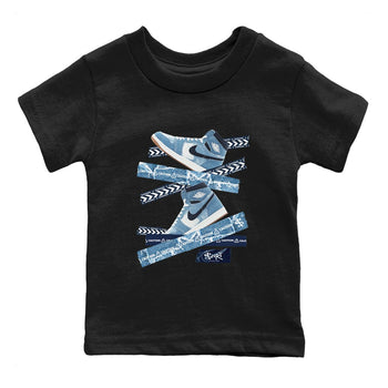 1s Denim shirts to match jordans Caution Tape sneaker match tees Air Jordan 1 Denim SNRT Sneaker Tees streetwear brand Baby and Youth Black 2 cotton tee