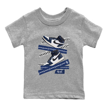 1s Midnight Navy shirts to match jordans Caution Tape sneaker match tees Air Jordan 1 Midnight Navy match shoes to clothes SNRT Sneaker Tees Youth Baby Heather Grey 2 tee