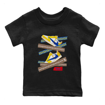 1s Travis Scott Canary shirt to match jordans Caution Tape sneaker tees Air Jordan 1 Travis Scott Canary SNRT sneaker release tees baby toddler Black 2 cotton Shirt