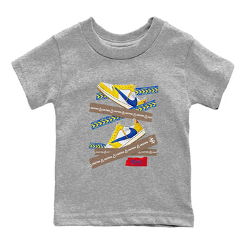 1s Travis Scott Canary shirt to match jordans Caution Tape sneaker tees Air Jordan 1 Travis Scott Canary SNRT sneaker release tees baby toddler Heather Grey 2 cotton Shirt