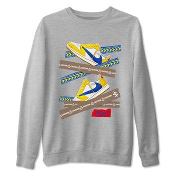 1s Travis Scott Canary shirt to match jordans Caution Tape sneaker tees Air Jordan 1 Travis Scott Canary SNRT Sneaker Release Tees unisex cotton Heather Grey 2 crew neck shirt