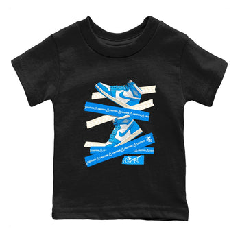 1s High OG UNC Reimagined shirts to match jordans Caution Tape graphic tees Air Jordan 1 UNC Reimagined match shoes to clothes SNRT Sneaker Tees Youth Baby Black 2 tee