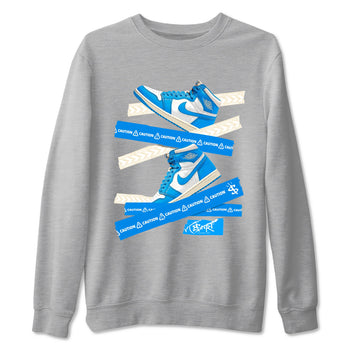 1s High OG UNC Reimagined shirts to match jordans Caution Tape graphic tees Air Jordan 1 UNC Reimagined match shoes to clothes SNRT Sneaker Tees unisex cotton Heather Grey 2 shirts