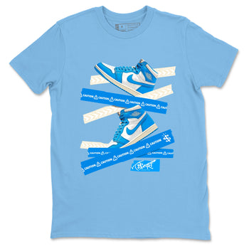 1s High OG UNC Reimagined shirts to match jordans Caution Tape graphic tees Air Jordan 1 UNC Reimagined match shoes to clothes SNRT Sneaker Tees unisex cotton Carolina Blue 2 shirts