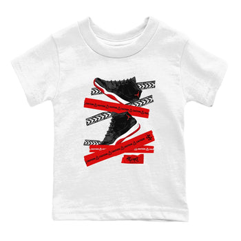 11s Bred Velvet shirts to match jordans Caution Tape sneaker match tees Air Jordan 11 Bred Velvet SNRT Sneaker Release Tees Youth Baby White 2 crew neck shirts