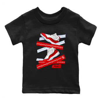 11s Cherry shirts to match jordans Caution Tape sneaker match tees Air Jordan 11 Retro Cherry match shoes to clothes SNRT Sneaker Tees Youth Baby Black 2 tee