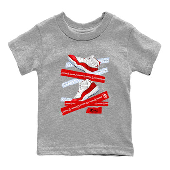 11s Cherry shirts to match jordans Caution Tape sneaker match tees Air Jordan 11 Retro Cherry match shoes to clothes SNRT Sneaker Tees Youth Baby Heather Grey 2 tee