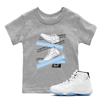 11 Columbia shirts to match jordans Caution Tape sneaker match tees 11s Retro Legend Blue Columbia SNRT Sneaker Tees streetwear brand Baby and Youth Heather Grey 1 cotton tee