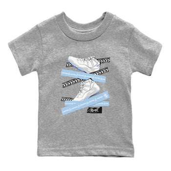 11 Columbia shirts to match jordans Caution Tape sneaker match tees 11s Retro Legend Blue Columbia SNRT Sneaker Tees streetwear brand Baby and Youth Heather Grey 2 cotton tee