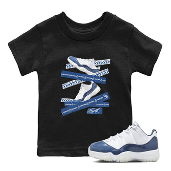AJ11 Diffused Blue shirts to match jordans Caution Tape sneaker match tees Air Jordan 11 Diffused Blue SNRT Sneaker Tees streetwear brand Baby and Youth Black 1 cotton tee