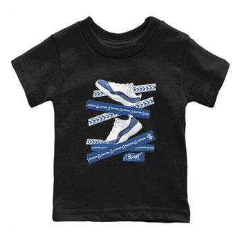 AJ11 Diffused Blue shirts to match jordans Caution Tape sneaker match tees Air Jordan 11 Diffused Blue SNRT Sneaker Tees streetwear brand Baby and Youth Black 2 cotton tee