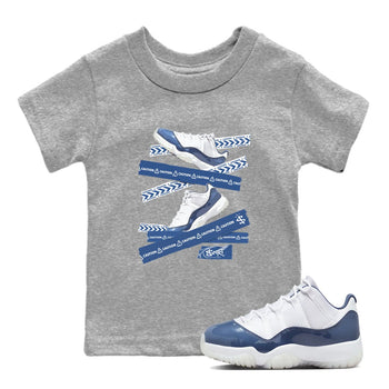 AJ11 Diffused Blue shirts to match jordans Caution Tape sneaker match tees Air Jordan 11 Diffused Blue SNRT Sneaker Tees streetwear brand Baby and Youth Heather Grey 1 cotton tee